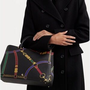 Ralph Lauren Black and Red Satchel with Contemporary Design